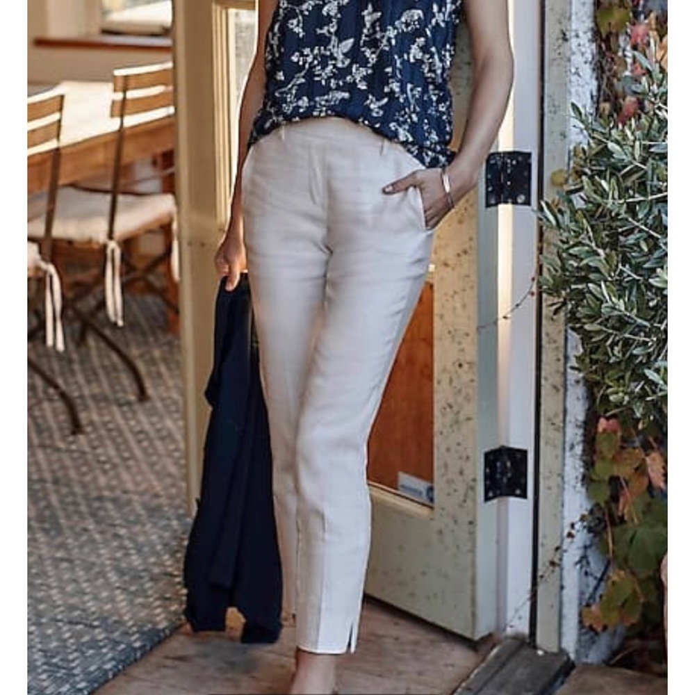 J.Jill Modern Linen Stretch Slit Hem Pants Size L in Flex